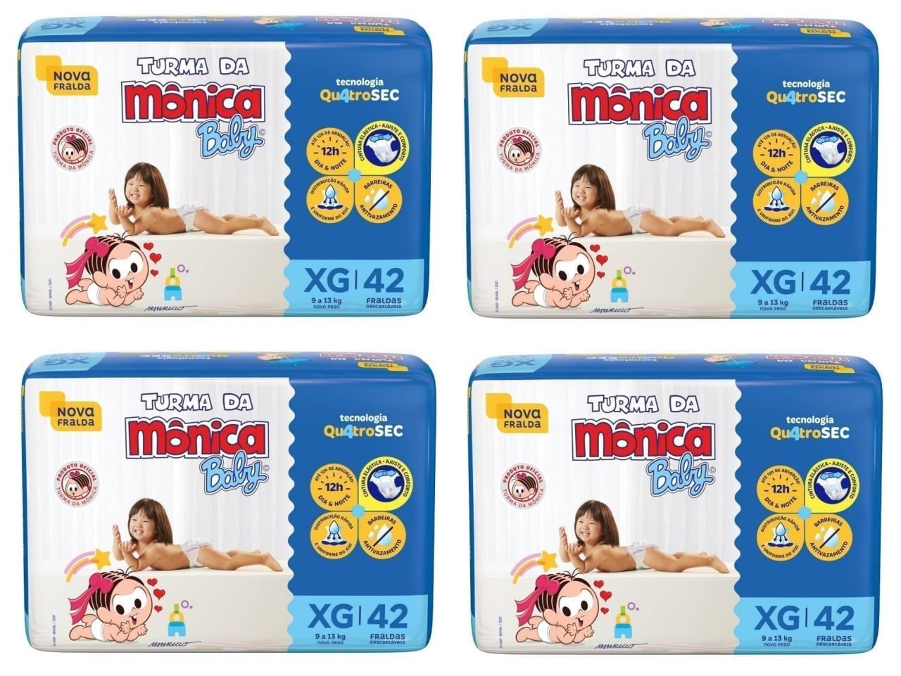 Fralda Turma da Mônica XG 168 unidades