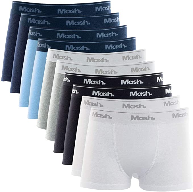 Kit 10 Cuecas Boxer Algodão Infantil, Mash, Meninos