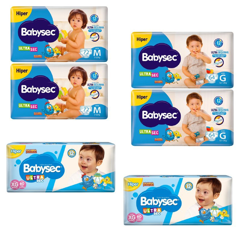 Kit com 2 Pacotes de Fraldas Babysec UltraSec