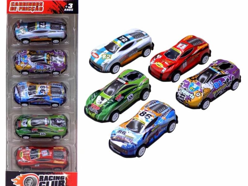 Kit com 5 Carrinhos Drift Racing em Metal, Zoop Toys, Multicor, ZP00727
