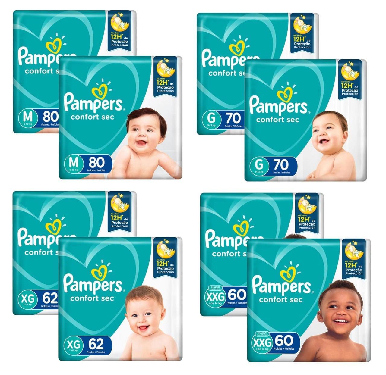 Kit Fraldas Pampers Confort Sec Giga