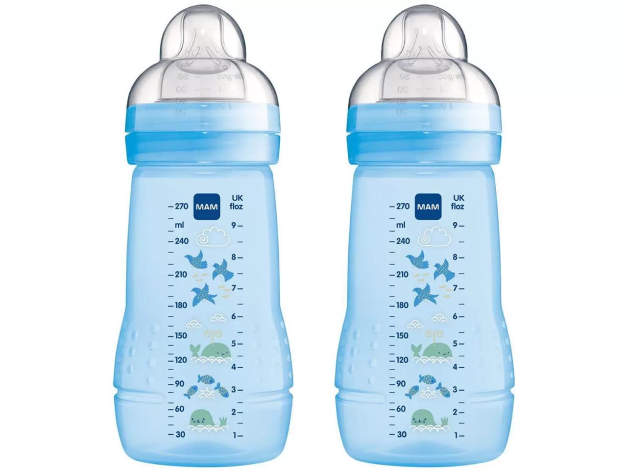 Kit Mamadeiras MAM Easy Active Azul 2 meses+ com 2 unidades de 270ml cada