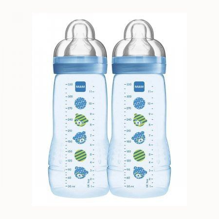 Kit Mamadeiras MAM Easy Active Azul 4 meses+ com 2 unidades de 330ml cada