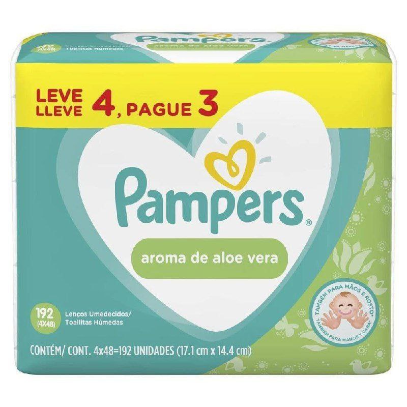 Lenços Umedecidos Pampers Aroma de Aloe Vera 192 Unidades