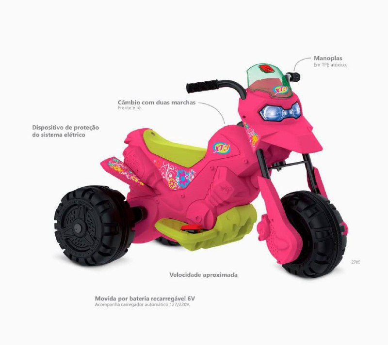 Moto XT3 Pink Eletrica 6V - Bandeirante