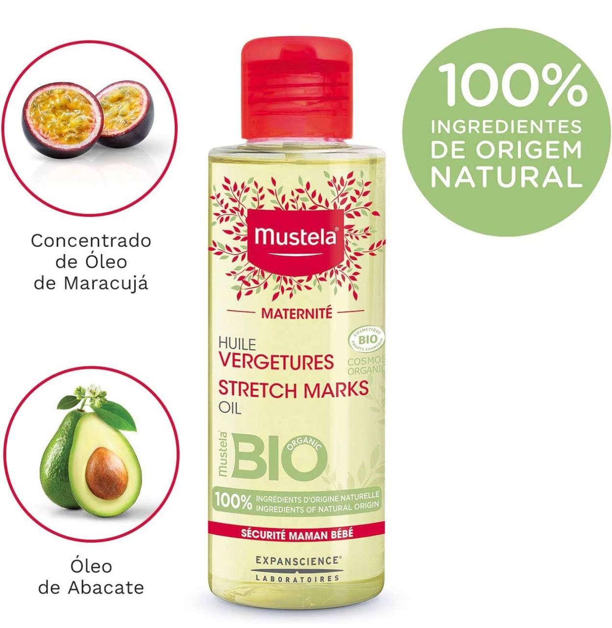 Mustela Maternité Óleo Estrias 105 ml - Orgânico, 100% natural - Gravidez e Pós-parto