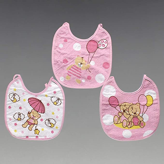 Papi Textil 945014301 Babador Trios Felpudo Plastificado - 03 Peças, 20 x 19 cm, Rosa