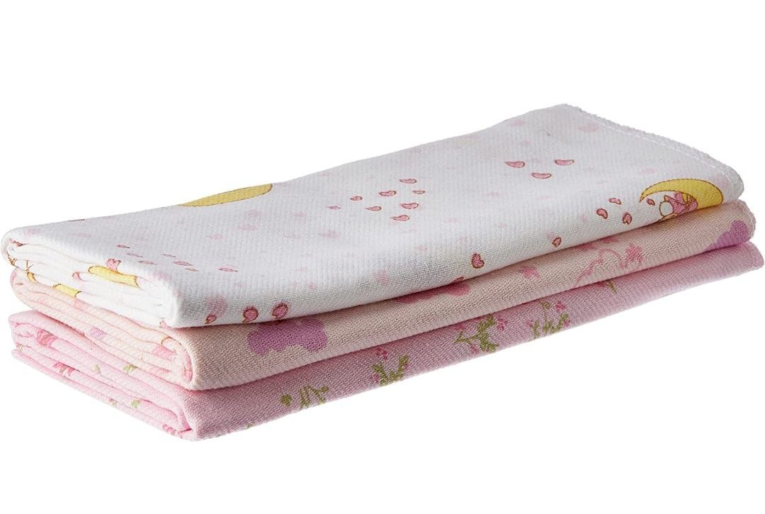 Papi Textil Cueiro Estampado, Rosa, 80 cmx50 cm, Pacote de 3