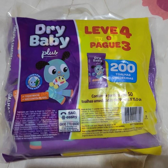 TOALHA UMEDECIDA DRY BABY COM 4X50 LEVE 4 PAGUE 3 PLUS ESPECIAL