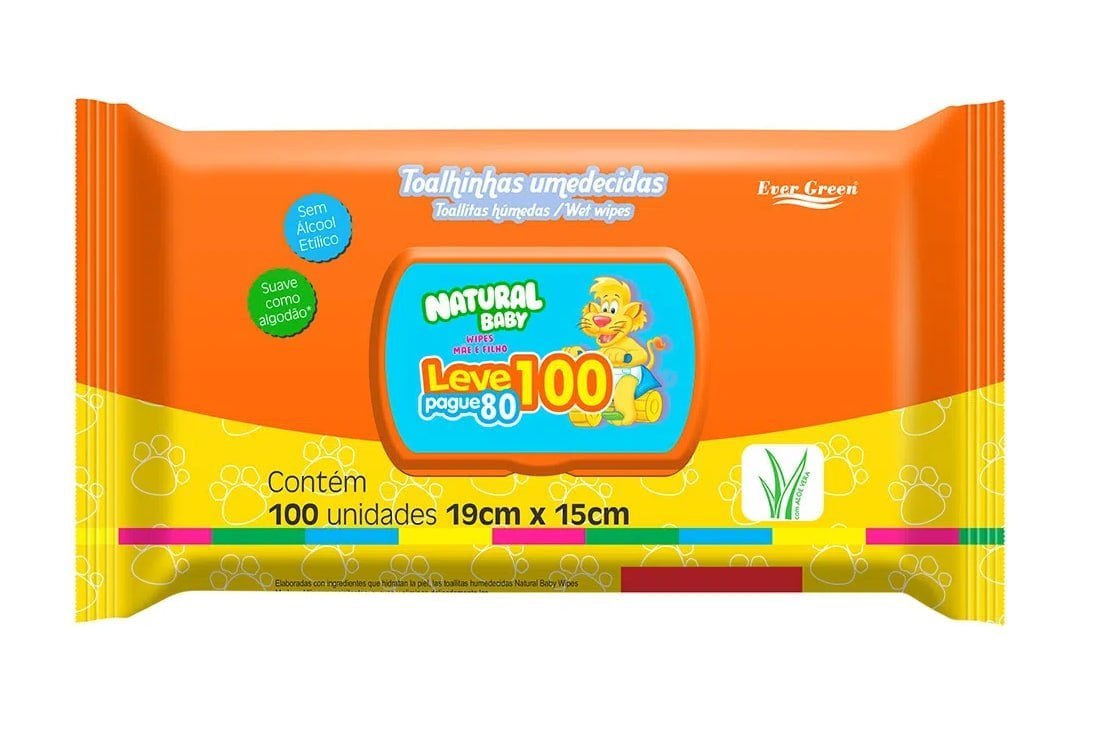 Toalha Umedecida Natural Baby Wipes 100 unidades