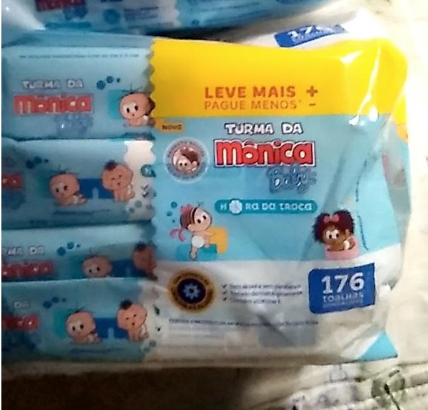 Toalha Umedecida Turma da Mônica Baby Hora da Troca 176 Unidades