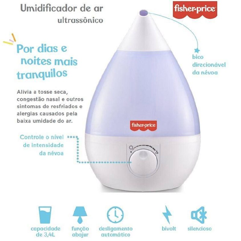 Umidificador de Ar Ultrassônico Branco Fisher-Price - HC115