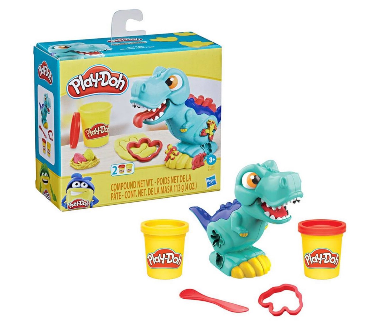 Conjunto Play-Doh Dinossauro Mini T-Rex Hasbro F1337 com 2 Potes de Massa e Acessórios