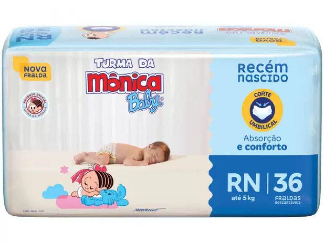 Fralda Turma da Mônica Baby Tam. RN até 5kg - 36 Unidades