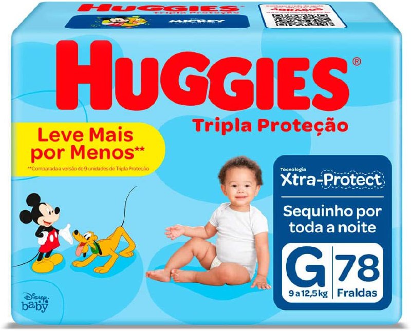 Huggies Tripla Proteção Pacote Hiper, G 78 fraldas por R$58.41