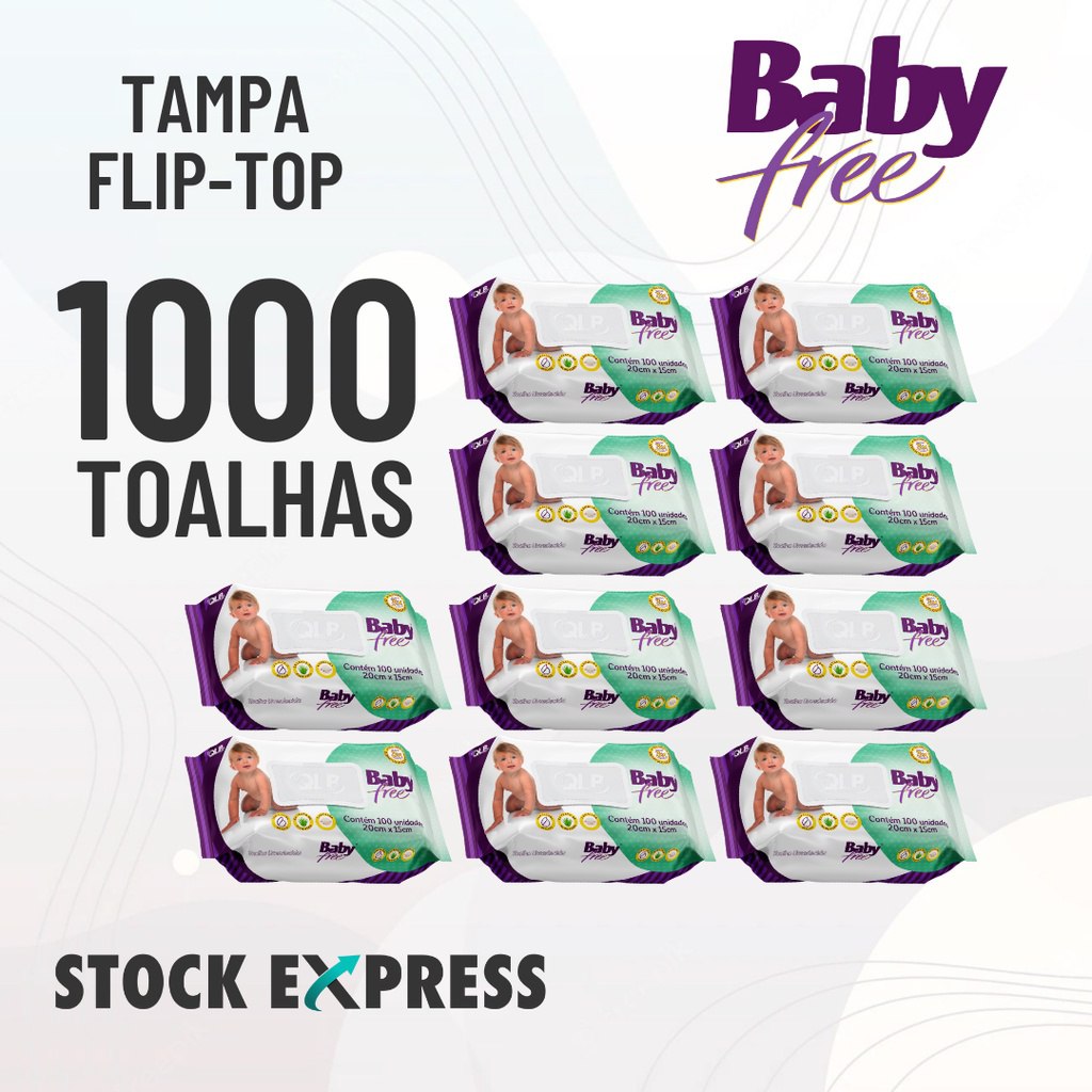 Kit - 10 Lenços/Toalhas Umedecidas Baby Free C/100