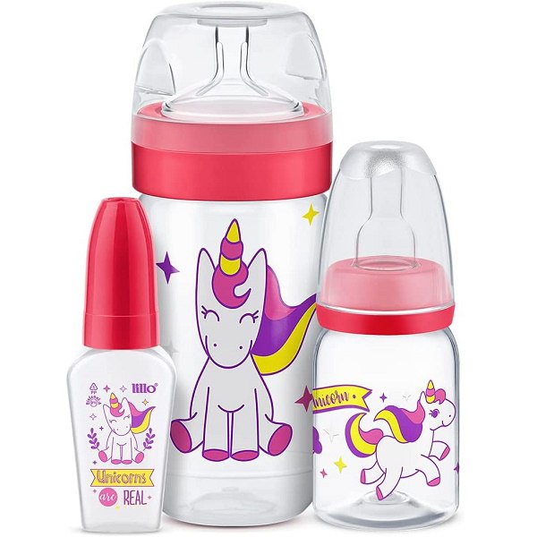 Kit 3 Mamadeira Evolution Magia 50/120/300ml Unicornio Lillo
