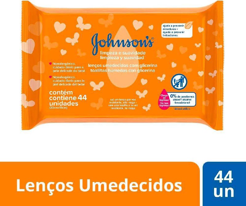 Lenços Umedecidos Johnson's Baby Limpeza e Suavidade 44 Unidades