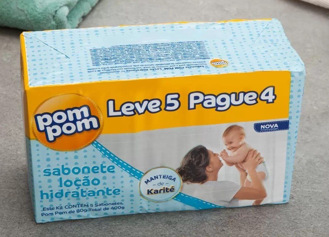 Pom Pom Leve Mais Pague Menos, Kit Sabonete Hidratante, 70g cada - Total 350 g