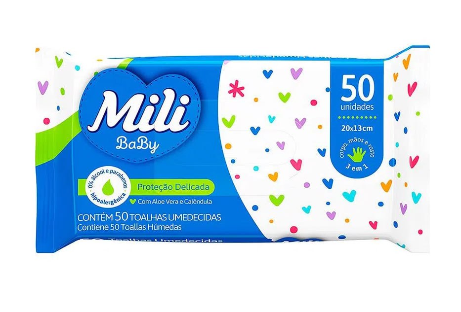 Toalhinhas Umedecidas Mili 50 unidades