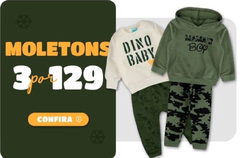 3 CONJUNTOS DE MOLETOM PARA O INVERNO POR R$129