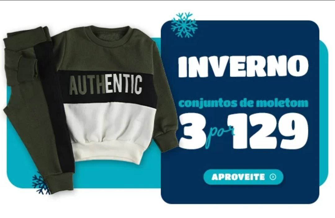 3 CONJUNTOS DE MOLETOM PARA O INVERNO POR R$129