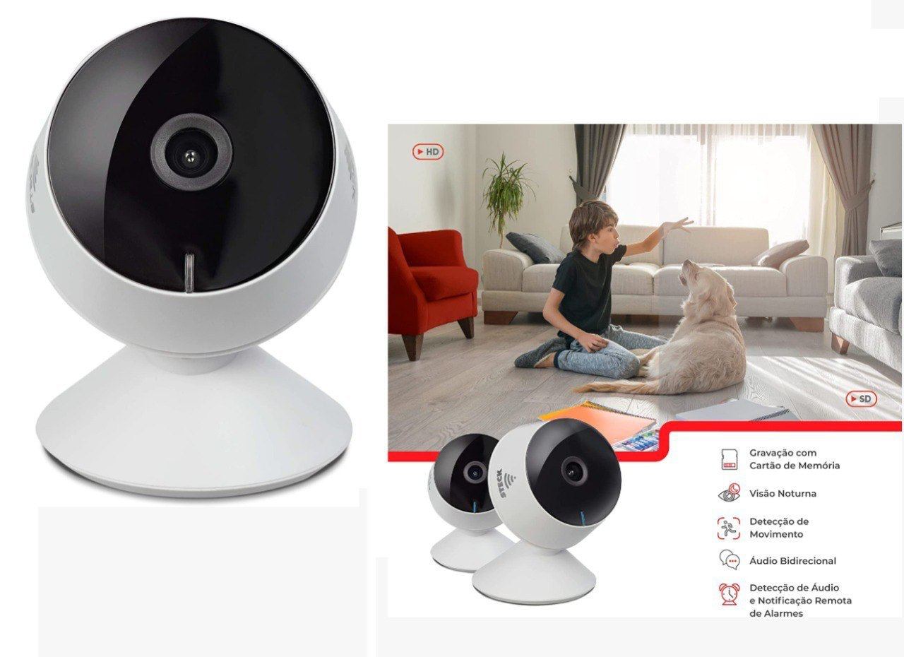 Câmera Inteligente Wi-Fi, Sensor de Movimento e visão noturna, Compatível com Alexa Echo Show, Steck