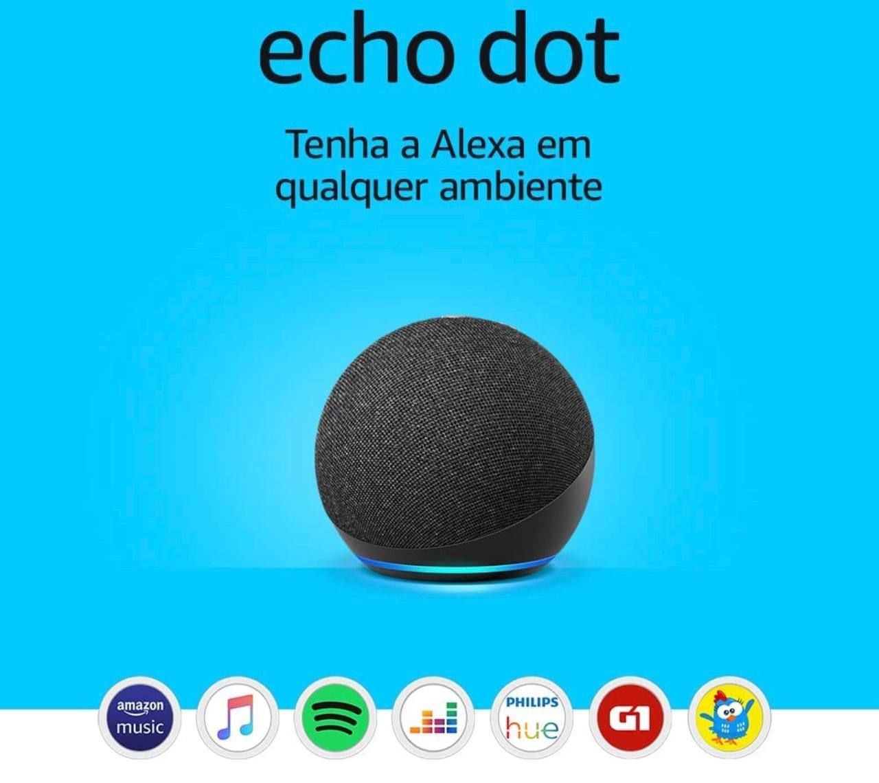 Echo Dot (4ª Geração): Smart Speaker com Alexa | Música, informação e Casa Inteligente - Cor Preta