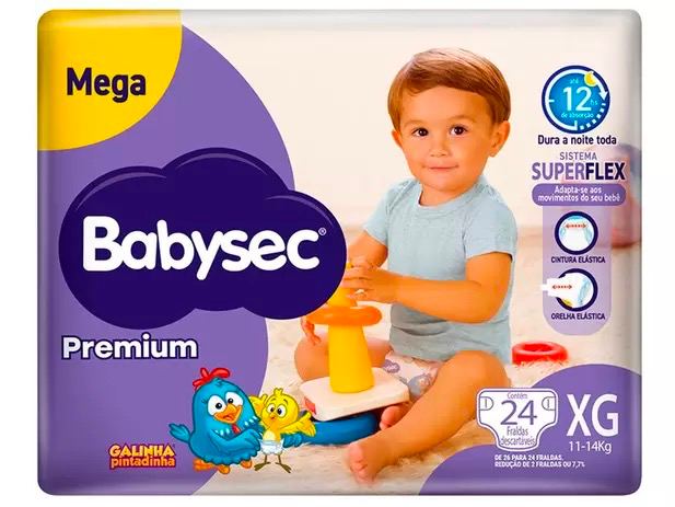 Fralda Babysec Premium Galinha Pintadinha XG com 24