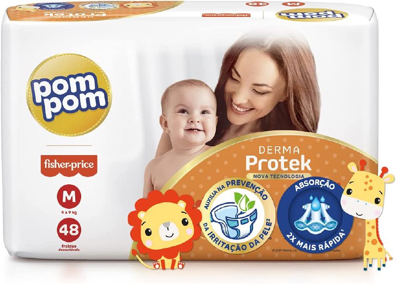 Fralda Pom Pom Derma Protek Mega M 48 Unidades