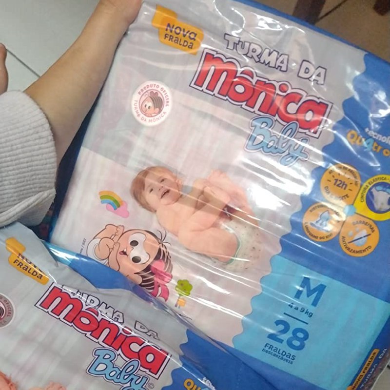Fralda Turma da Mônica Baby Jumbo M 28 Unidades