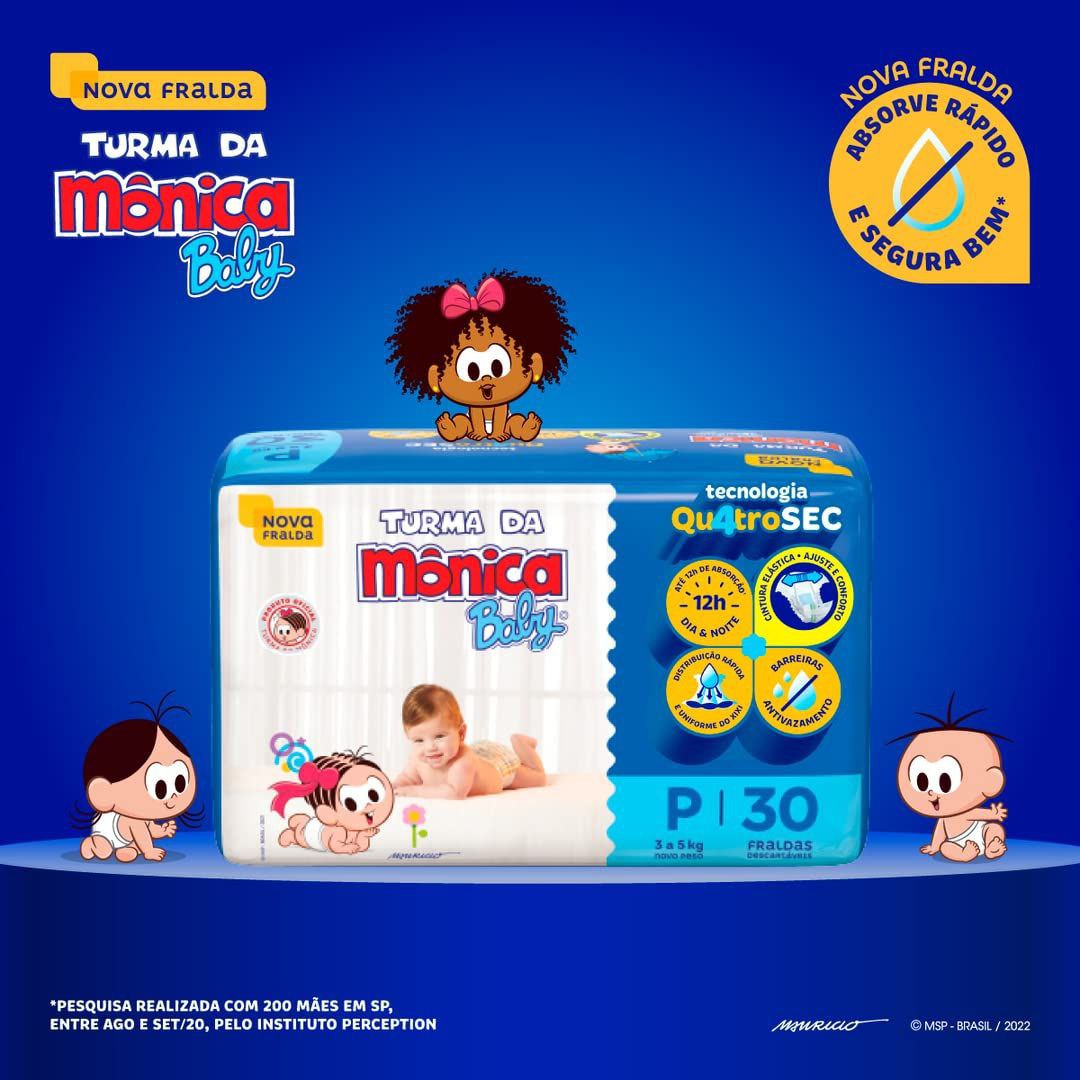 Fralda Turma da Mônica Baby Jumbo P 30 Unidades