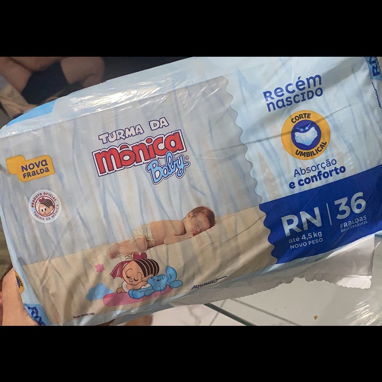 Fralda Turma da Monica Baby Jumbo Recém-Nascido RN com 36 Unidades