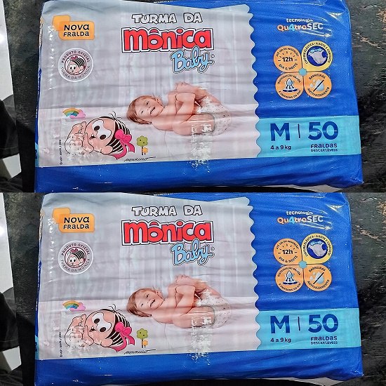 Fralda Turma da Mônica Baby Mega M - 50 Unidades