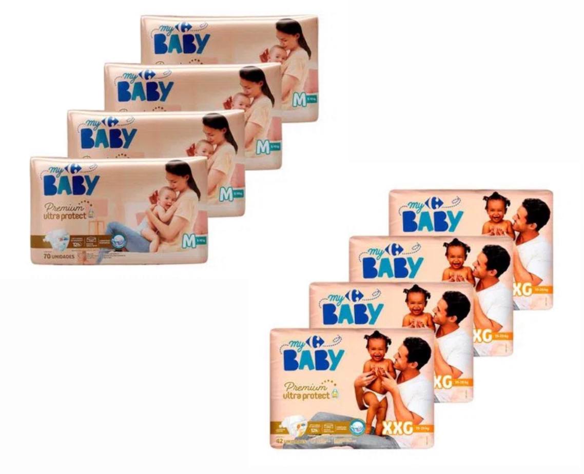 Kit Fraldas Carrefour My Baby 4 pacotes