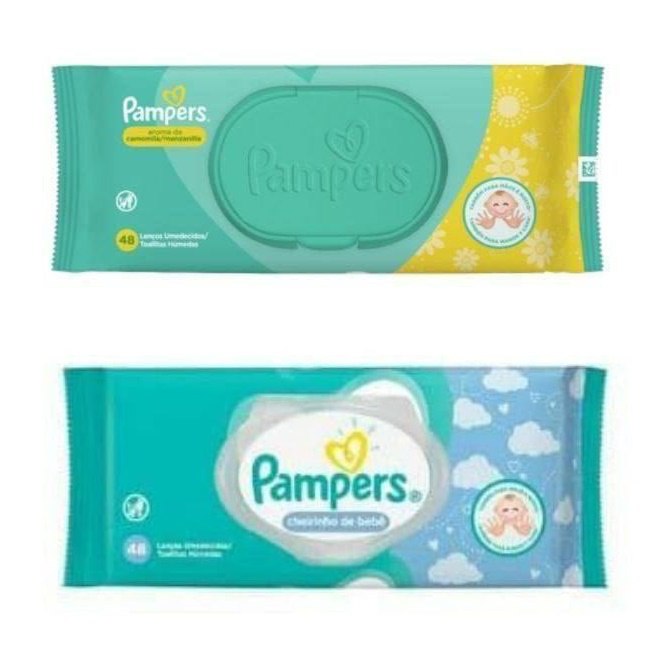 Lenço Umedecido Pampers com 48 unidades - Várias opções