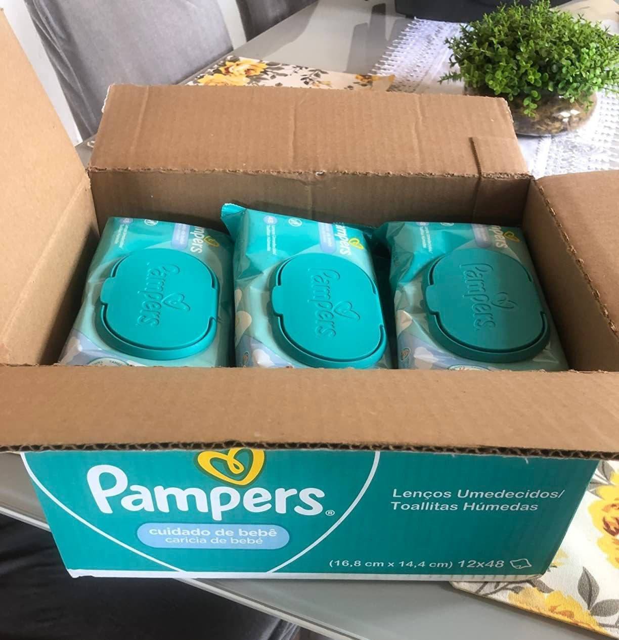 Lenços Umedecidos Pampers Cuidado de Bebê - 576 Unidades (12 pacotes com 48 un cada)