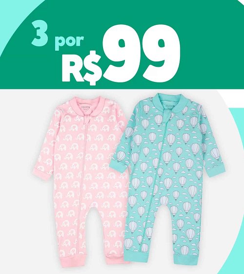 Macação Bebê Suedine 96% algodão e fechamento em zíper