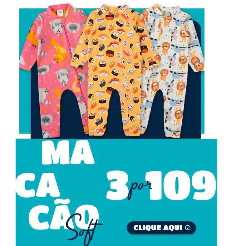 Macacão Soft - Bem quentinho!! Tem do P ao 33 POR R$ 109 - Sai 36,33 por peça