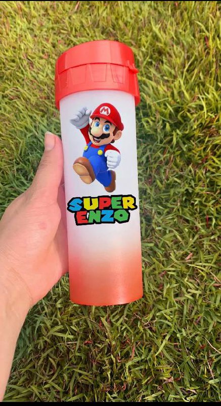 Squeeze Garrafa de Água Super Mario Bros Brothers Com Nome 480ml - Personalizada