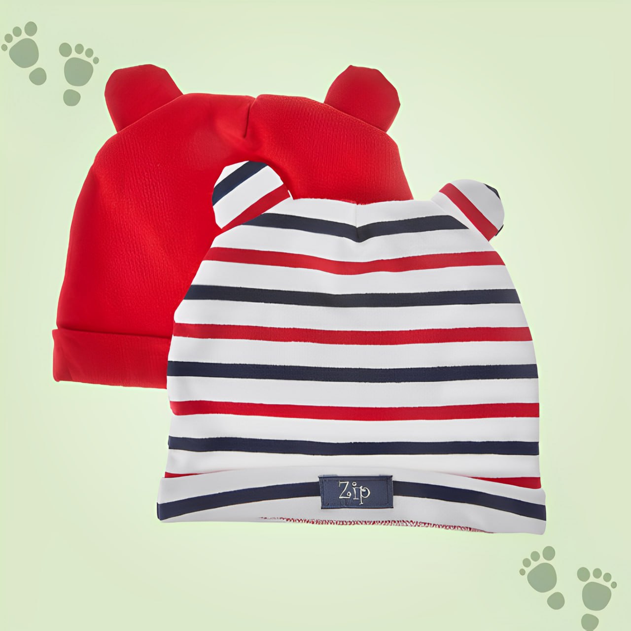 2 Gorros Orelhinha Bebê Zip (tam. P e M)