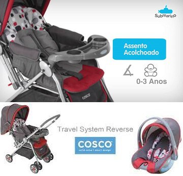 Carrinho + bebe confortoTravel System Reverse, Cosco, Vermelho