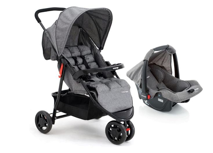 Carrinho Passeio e Bebê Conforto TS Delta Pro Mescla Voyage