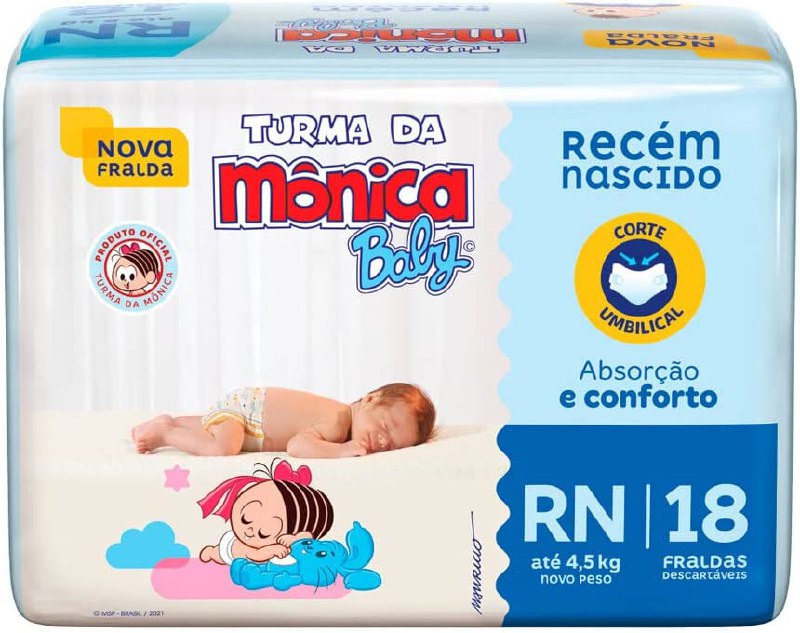 Fralda Turma da Mônica Baby Jumbinho RN 18 Unidades