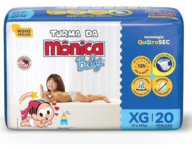 Fralda Turma da Mônica Baby Jumbo XG 20 Unidades