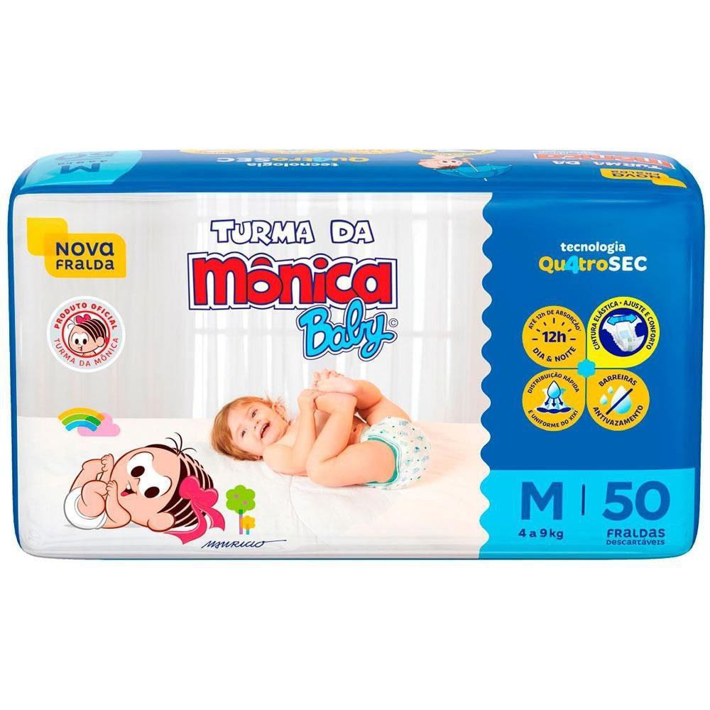 Fralda Turma da Mônica Baby Mega M - 50 Unidades