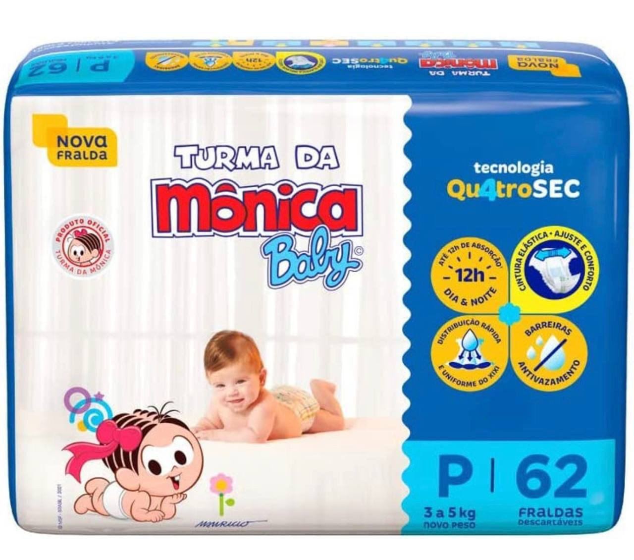 Fralda Turma da Monica Baby P com 62