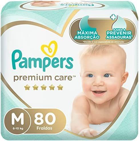 Fraldas Pampers Premium Care M 80 Unidades