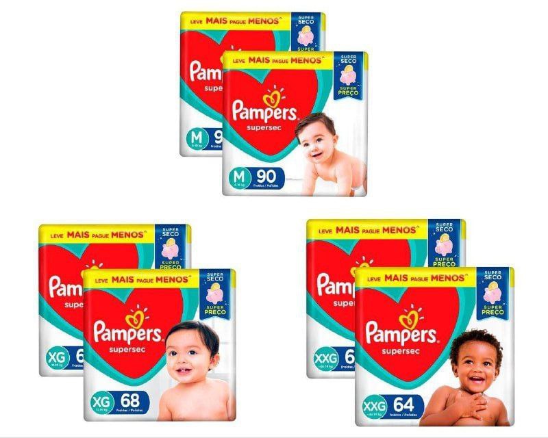 Kit Fralda Pampers Supersec - 2 Pacotes