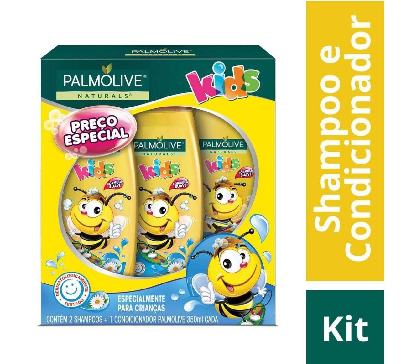 Kit Palmolive Naturals Kids Todo Tipo de Cabelo com 2 Shampoos + 1 Condicionador 350ml